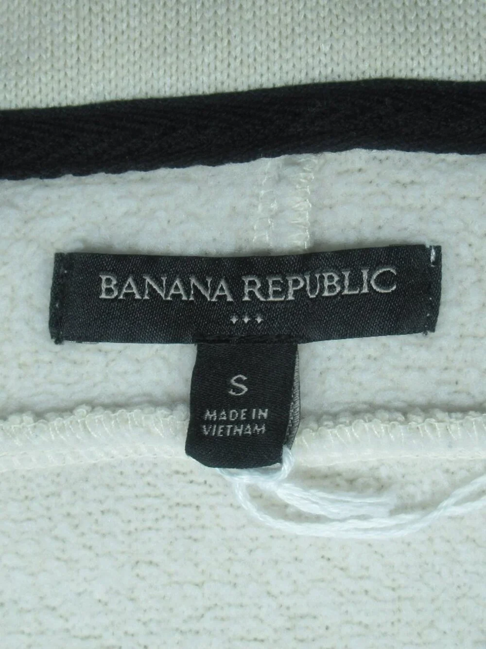 Banana Republic Men’s Quarter Zip Pullover Sweater Cream Black | Small